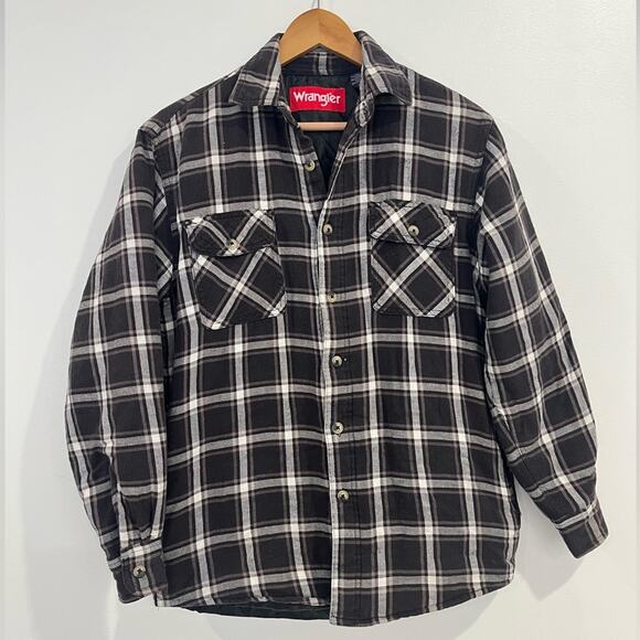 Wrangler Size Small Mens Flannel Plaid Quilt Lined Shacket Jacket - Picture 1 of 8